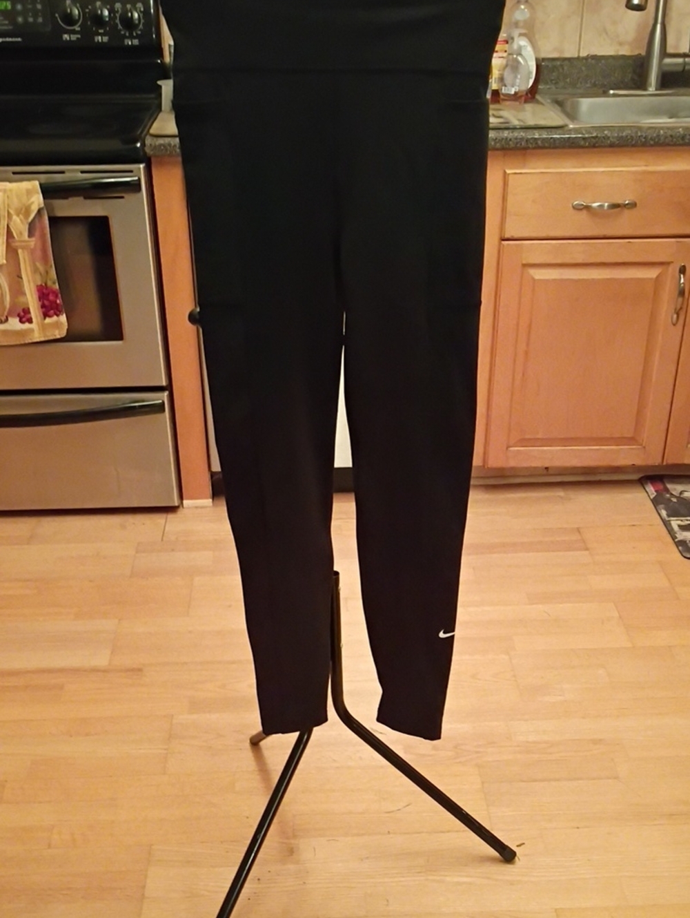Nike Black High-Rise Training Leggings with White Swoosh